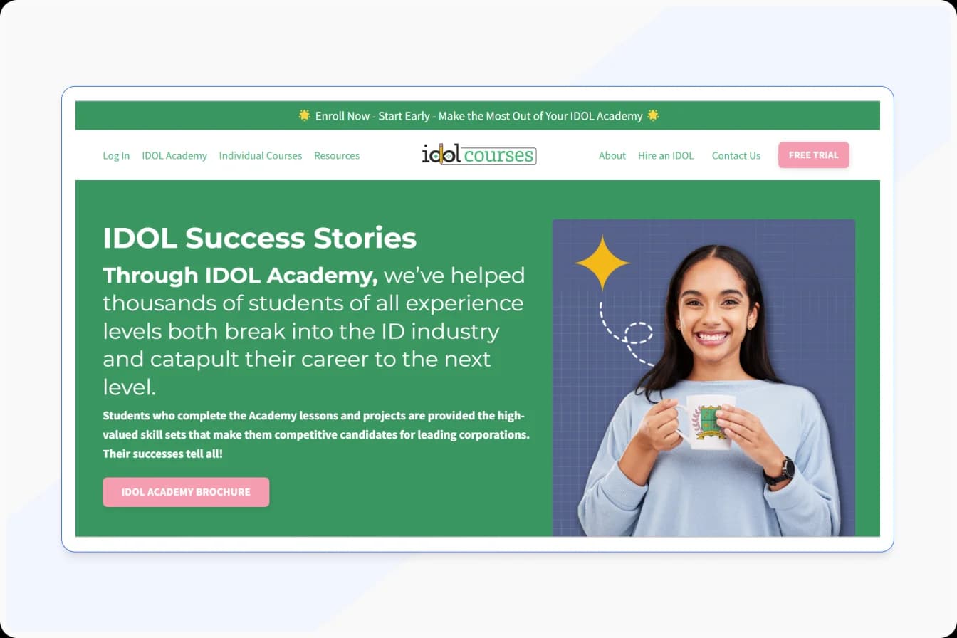 Example of success stories showcased on a website