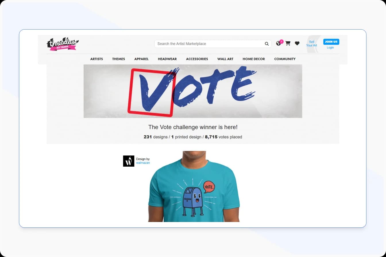 Threadless Community Voting on T Shirt Designs