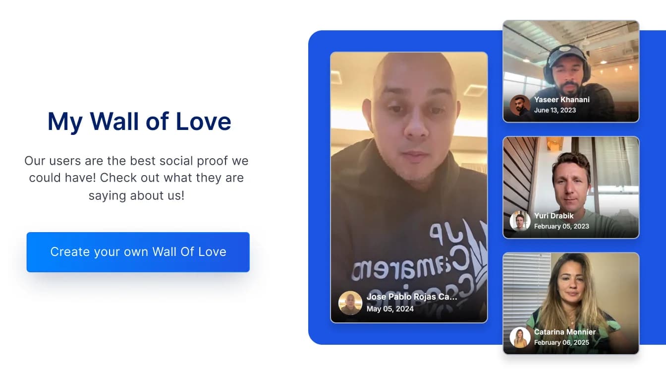 Create a video testimonials wall of love