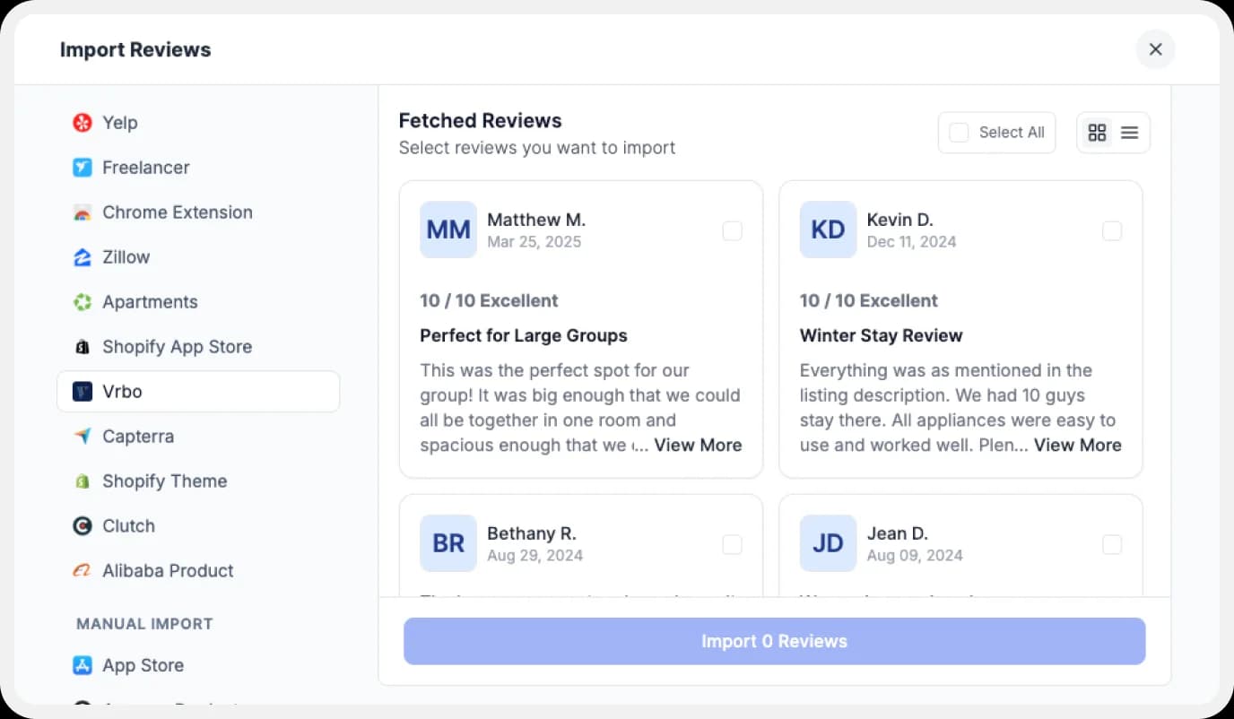 Import VRBO Reviews to Feedspace