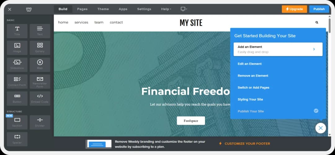 Confirmation screen showing the Weebly site has been published