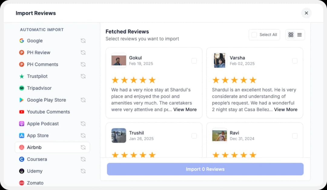 Import Airbnb reviews to Feedspace