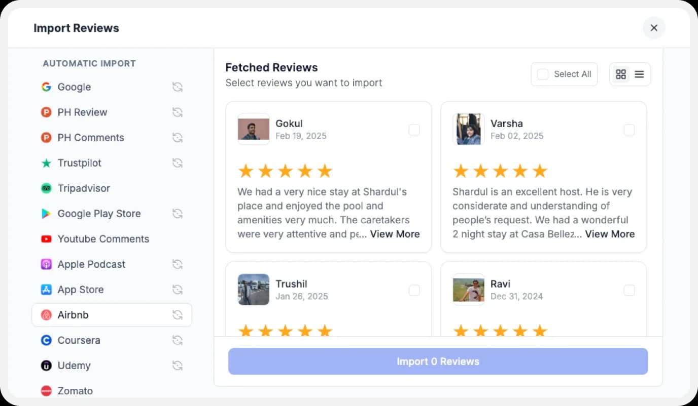 Import Airbnb reviews to Feedspace
