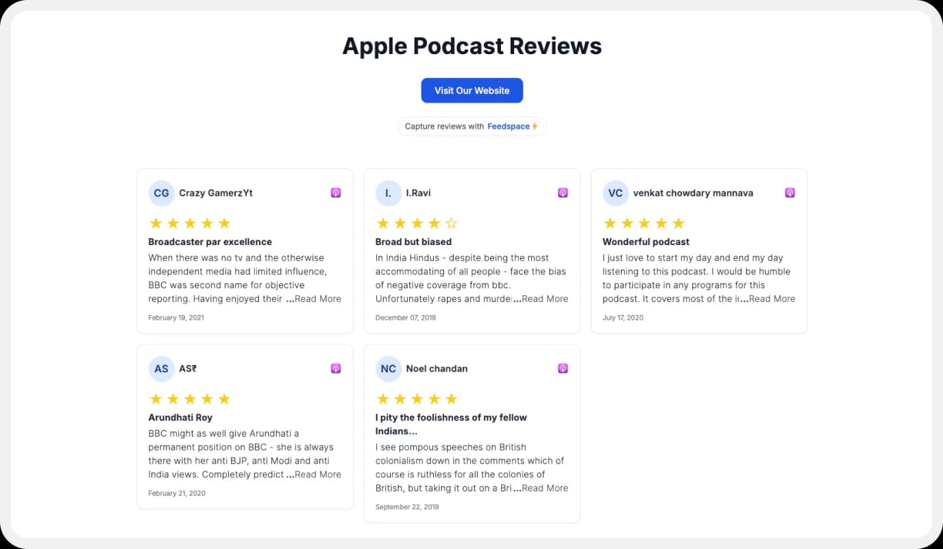 Create Wall of Love with Apple Podcast Reviews