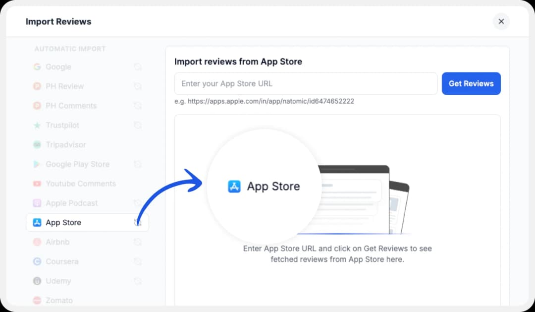 List of supported platforms to import Reviews from