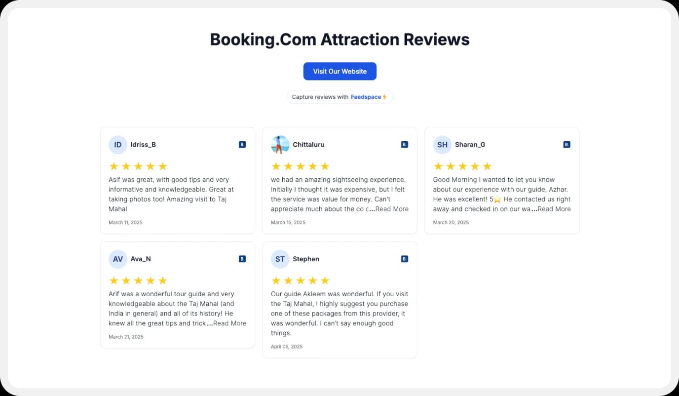 Create a Wall of Love using booking attraction reviews.