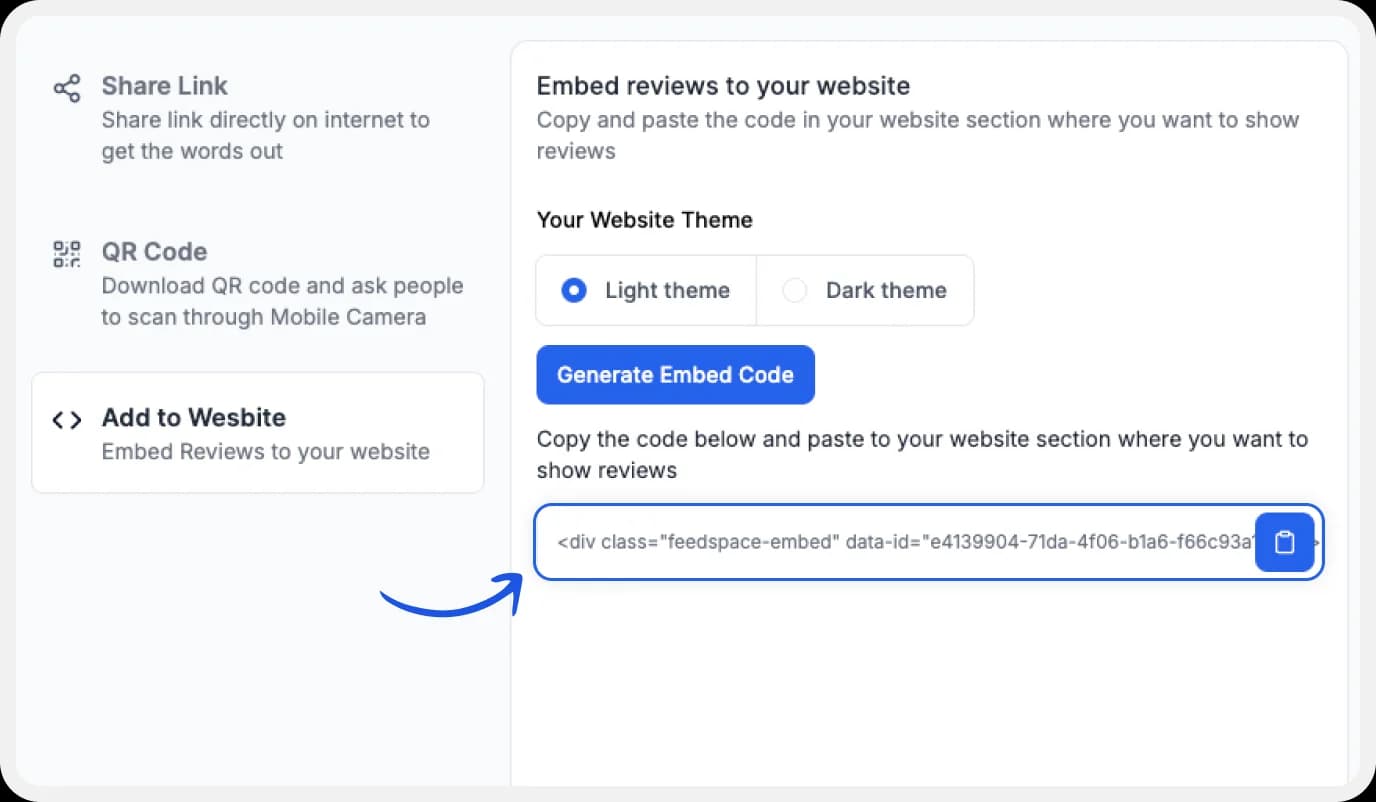 Wall of Love embed code to display Facebook Reviews on a website.