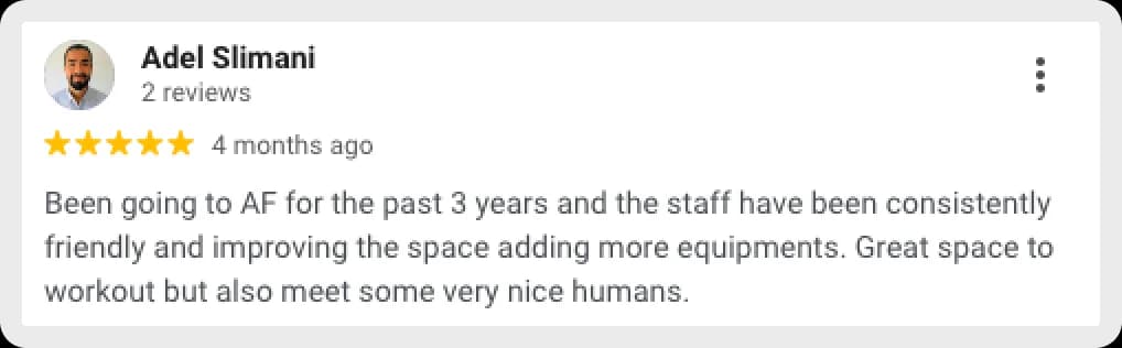 Long-term positive gym experience at AF