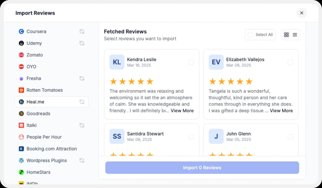 Import Heal.me reviews into Feedspace