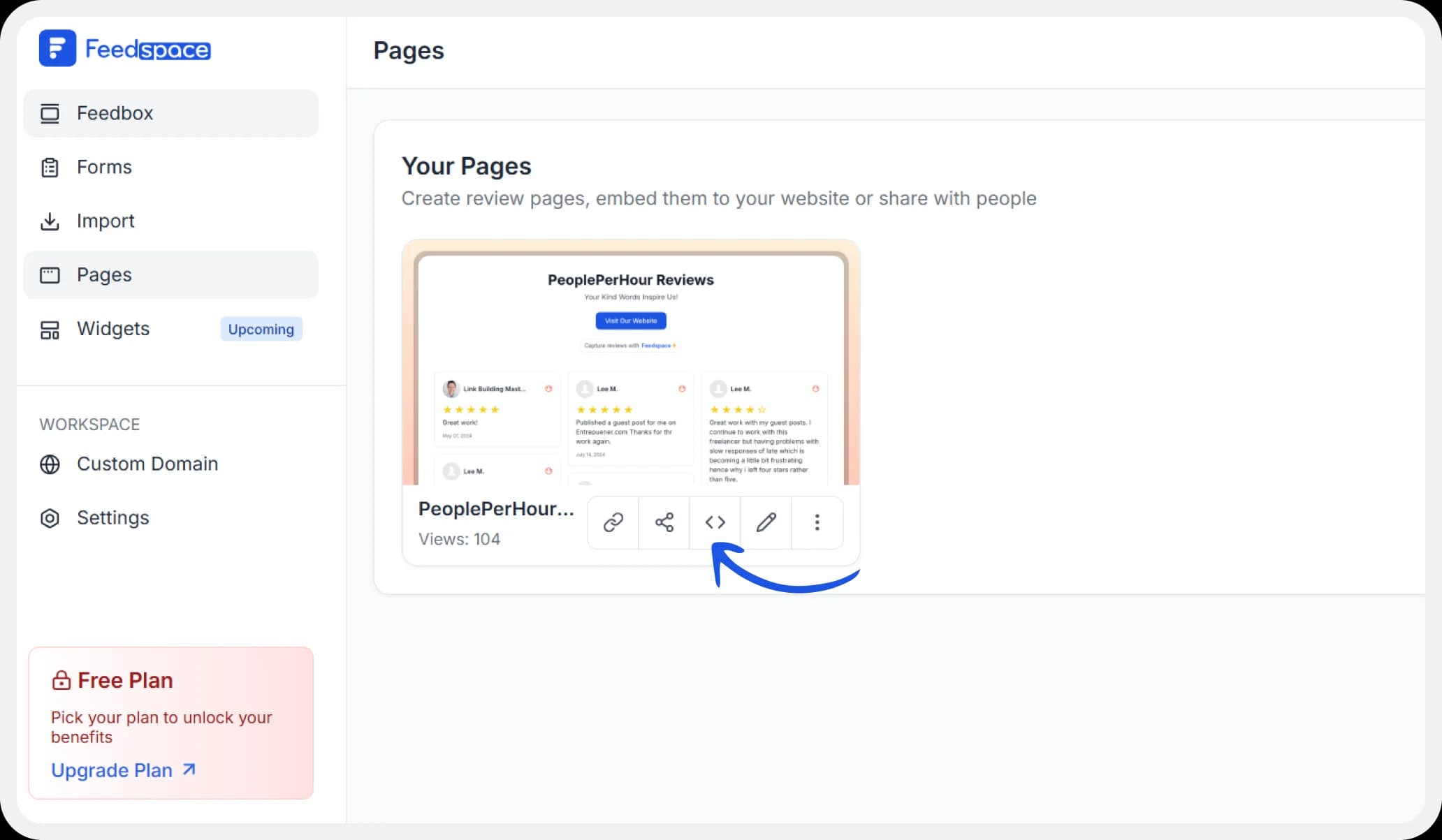 Generate the embed code for Wall of Love.
