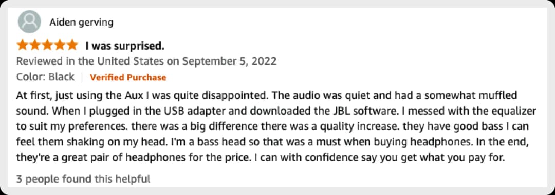 Aiden Gerving's review of JBL headphones