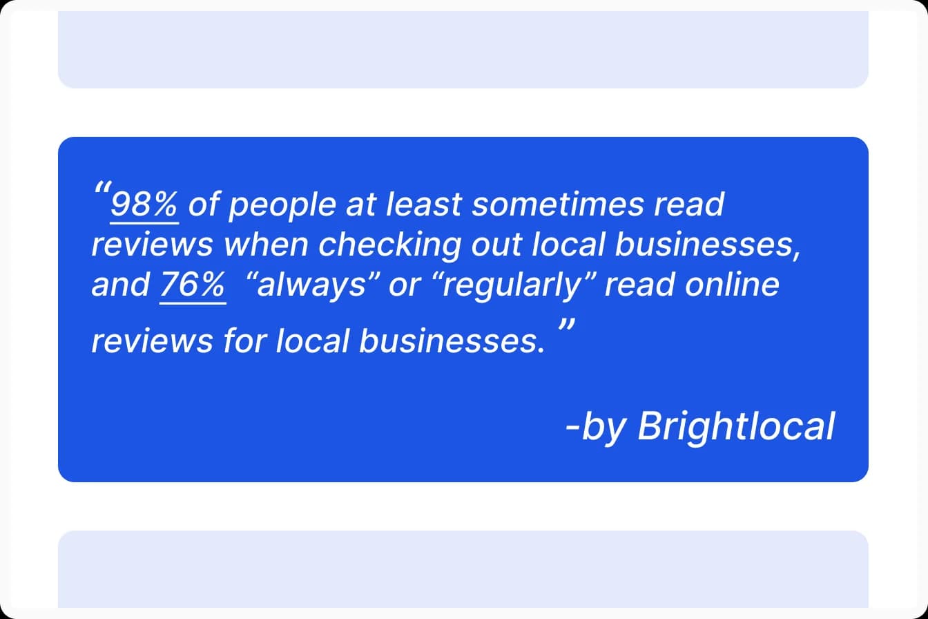 Brightlocal's quote on reviews impact on customers