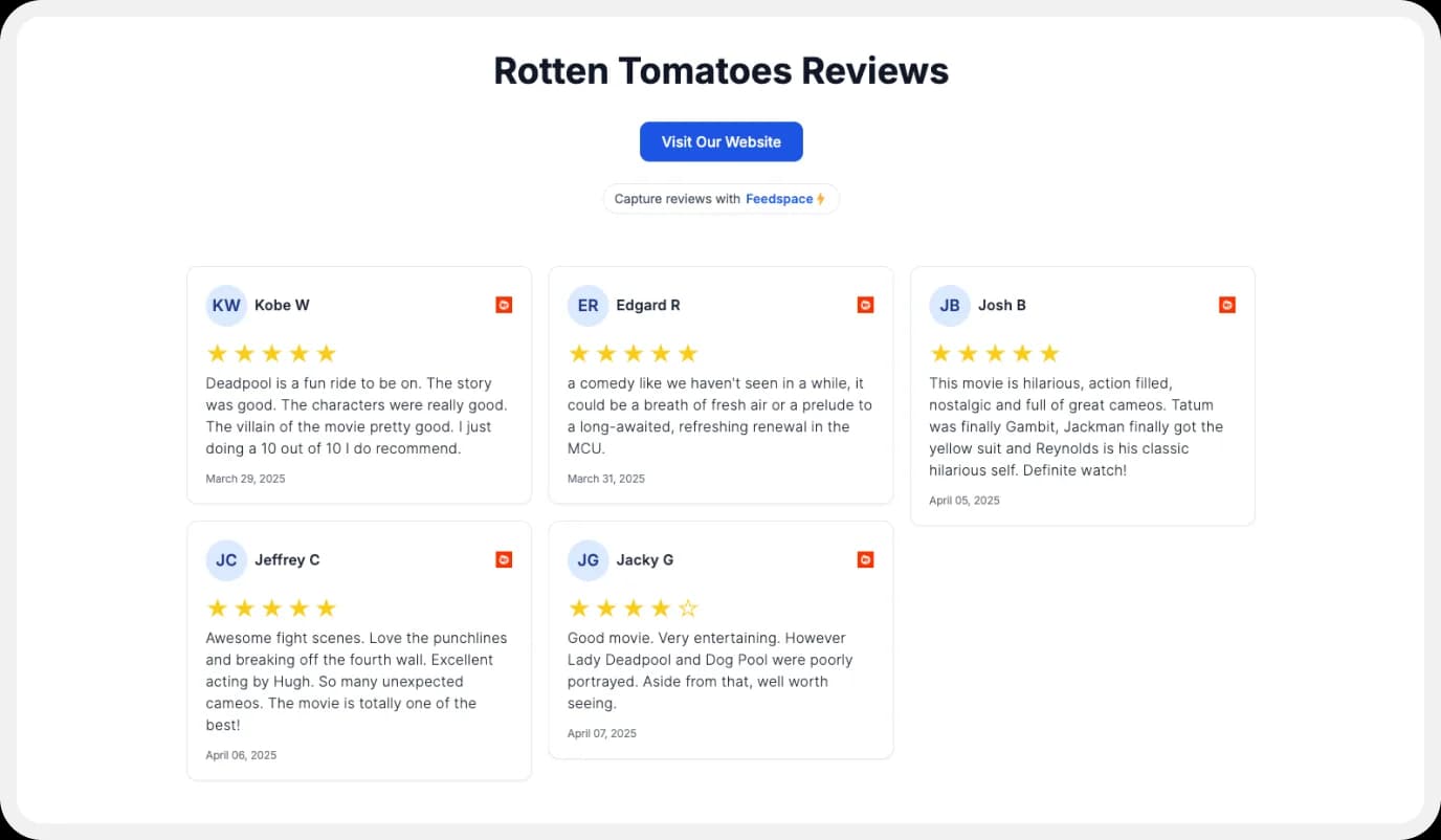 Creating a Wall of Love using Rotten Tomatoes reviews