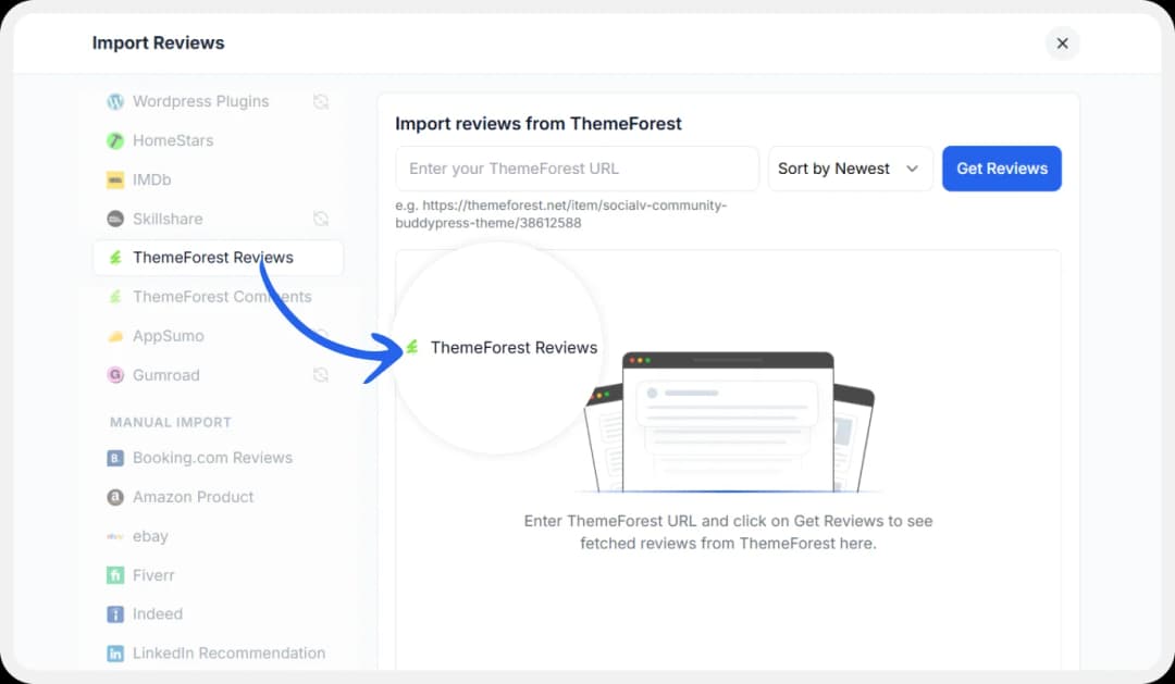 Available review import platforms for Feedspace integration