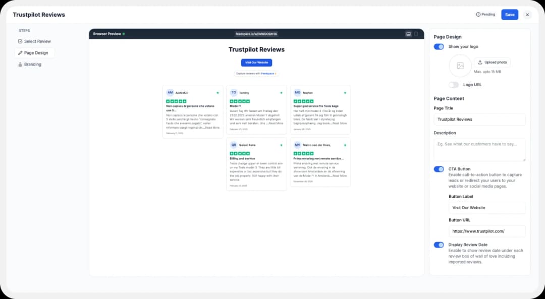Showcasing customization features of Wall of Love