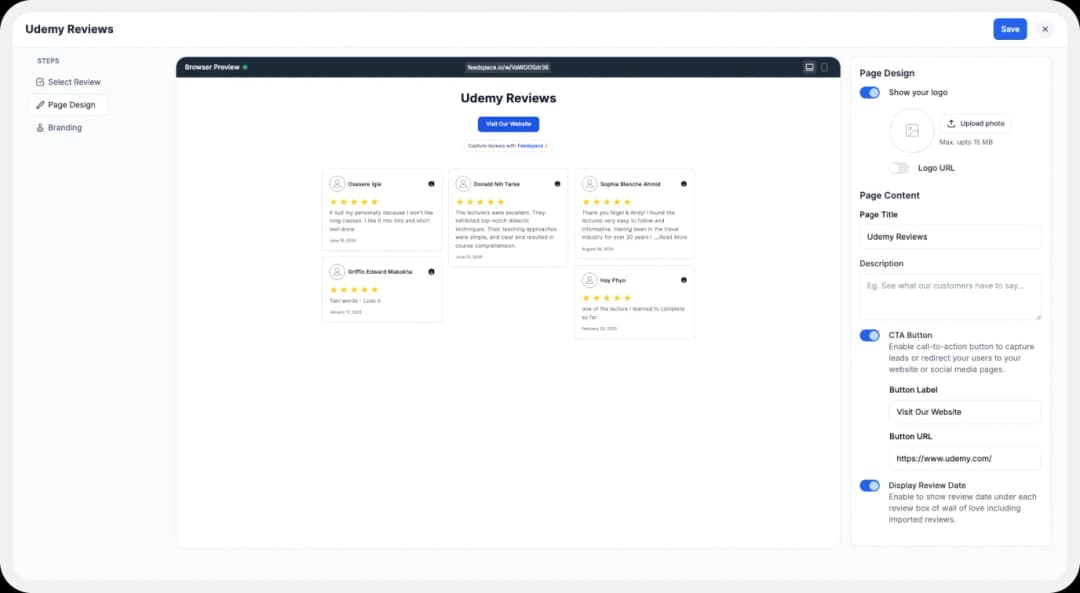 showcasing customization options for Wall of Love