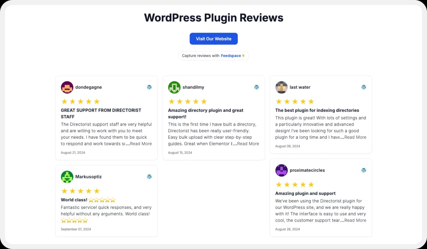 Create a Wall of Love using WP Plugins Reviews