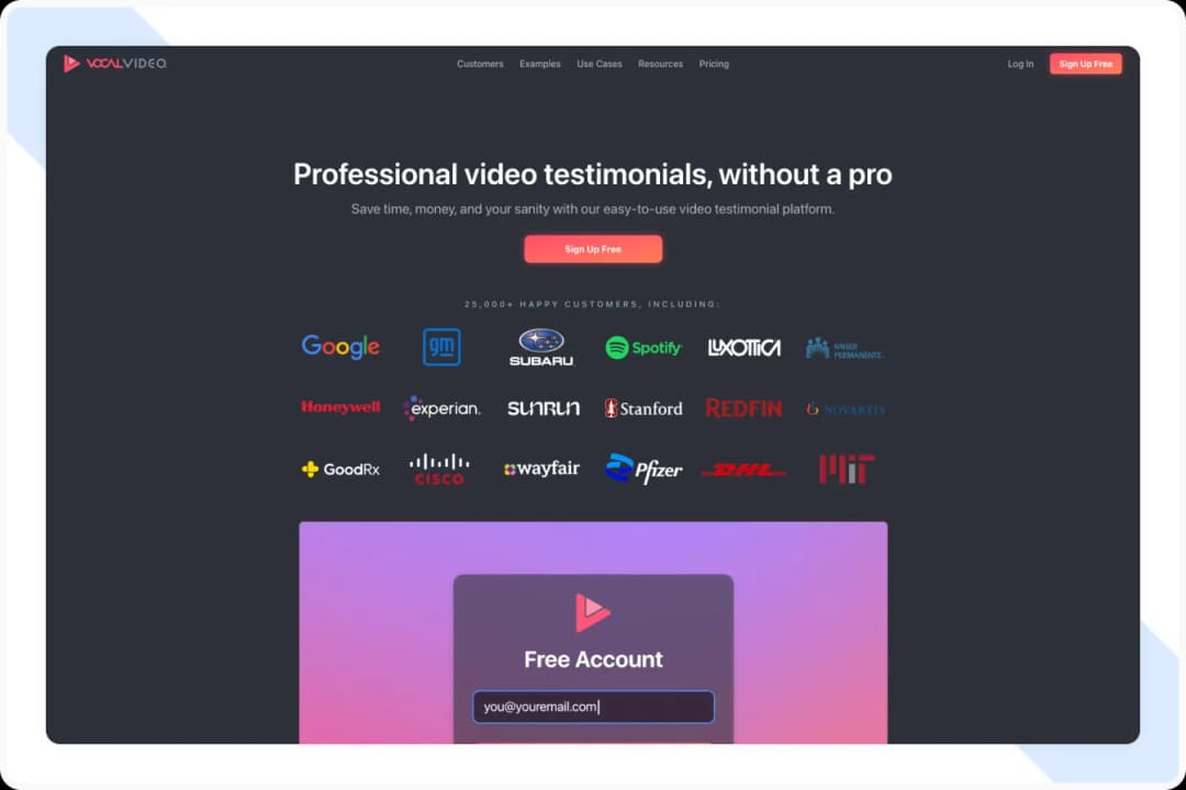 Vocal Video Testimonial platform