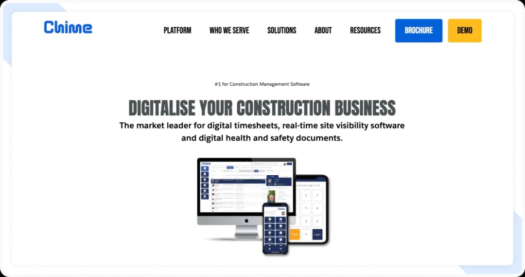 Screenshot of ChimeSoftware's website testimonial page