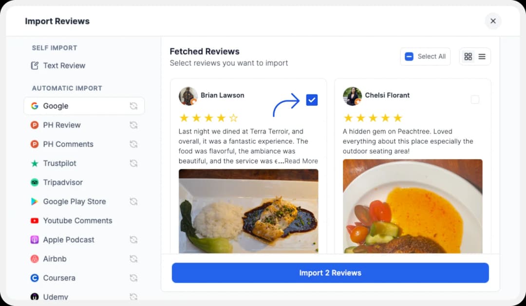 Import Google Review to Feedspace