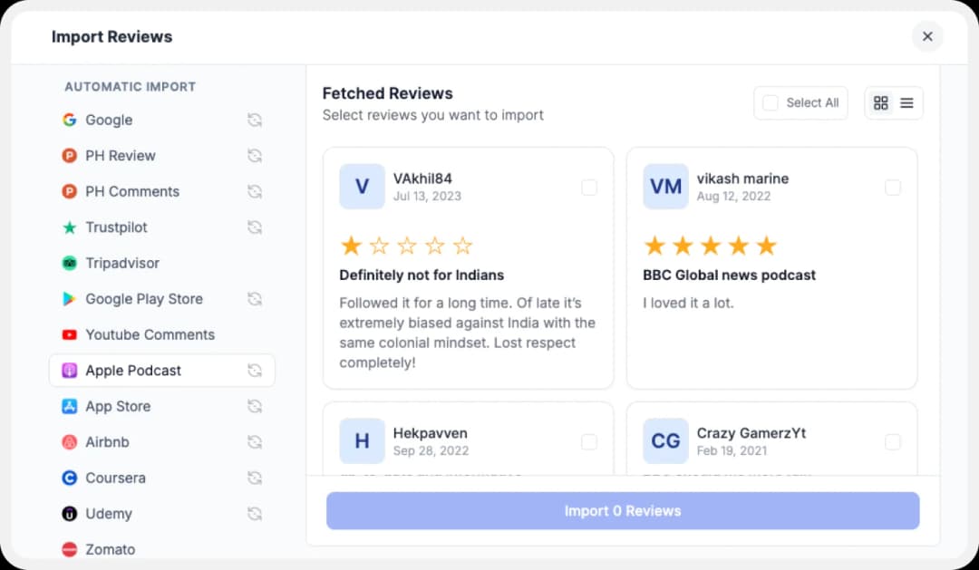 Import Apple Podcasts reviews to Feedspace