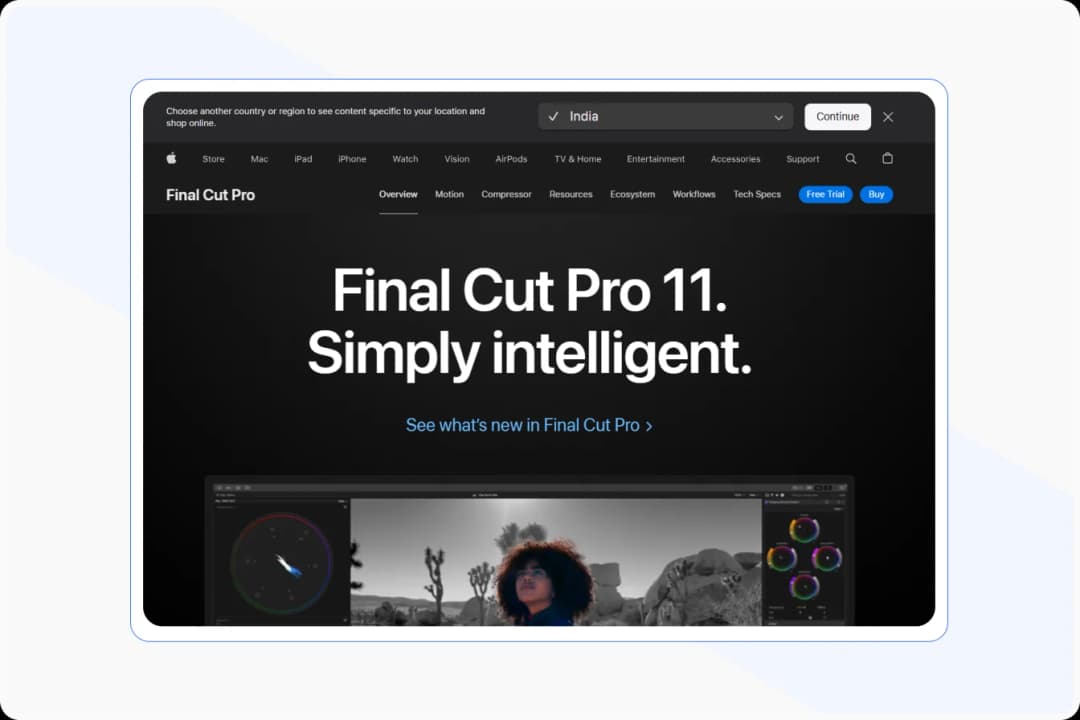 Final Cut Pro video editing screen
