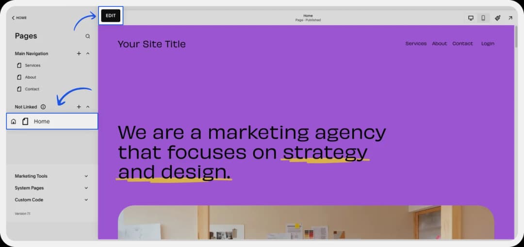 Navigating to Pages or Posts in Squarespace to embed Google Reviews