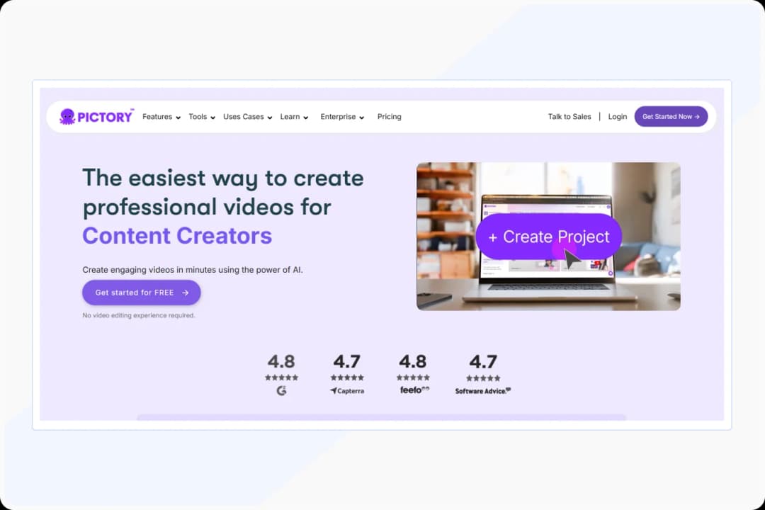 Pictory AI tool converting text into marketing videos