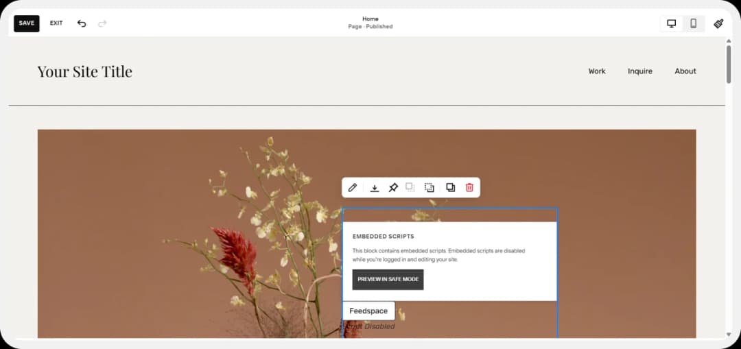 Save changes and preview Squarespace form