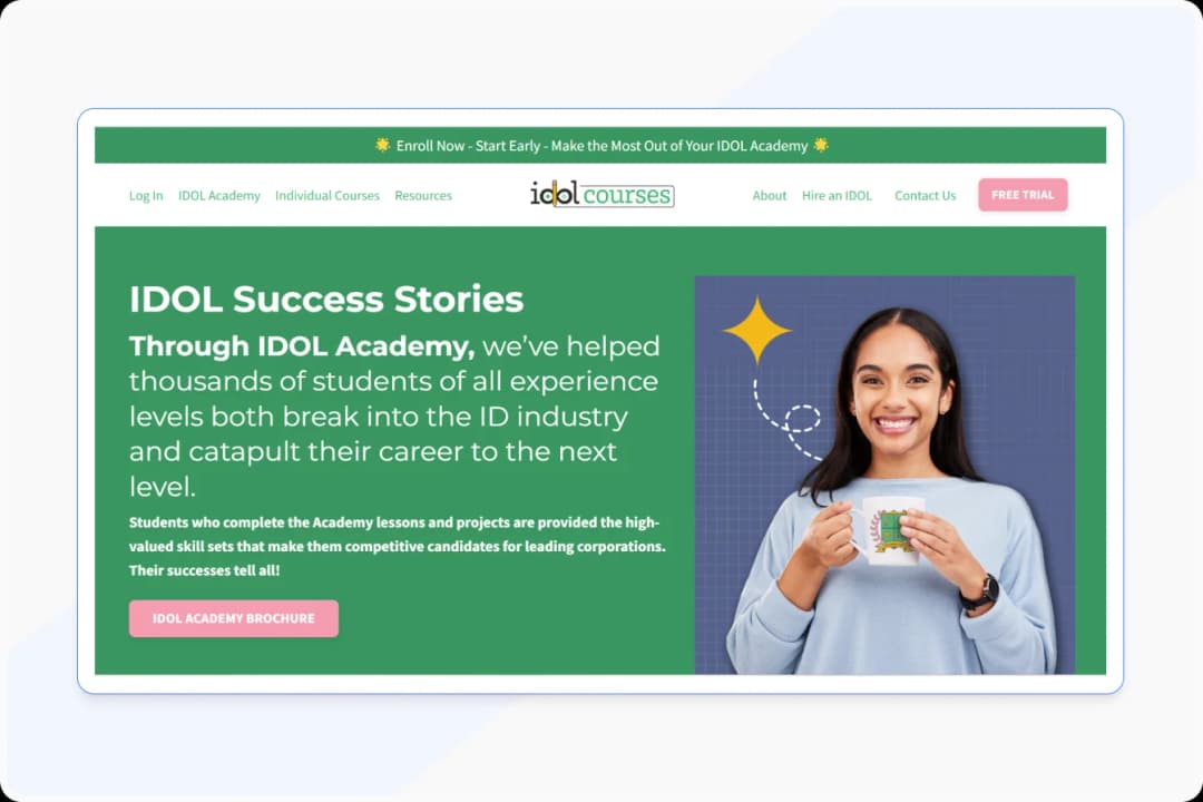 Example of success stories showcased on a website