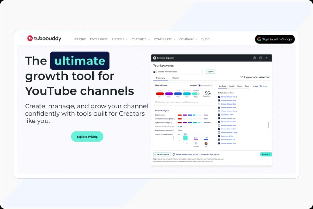 TubeBuddy optimization software for YouTube video growth