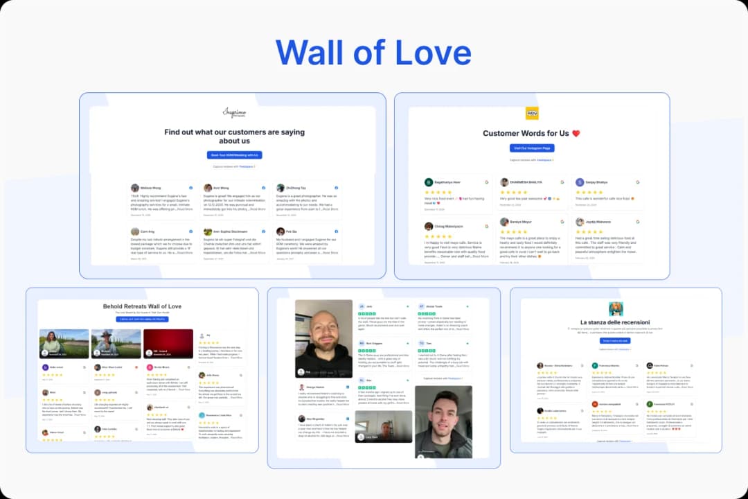 Embed a wall of love to your website with your customers' testimonials