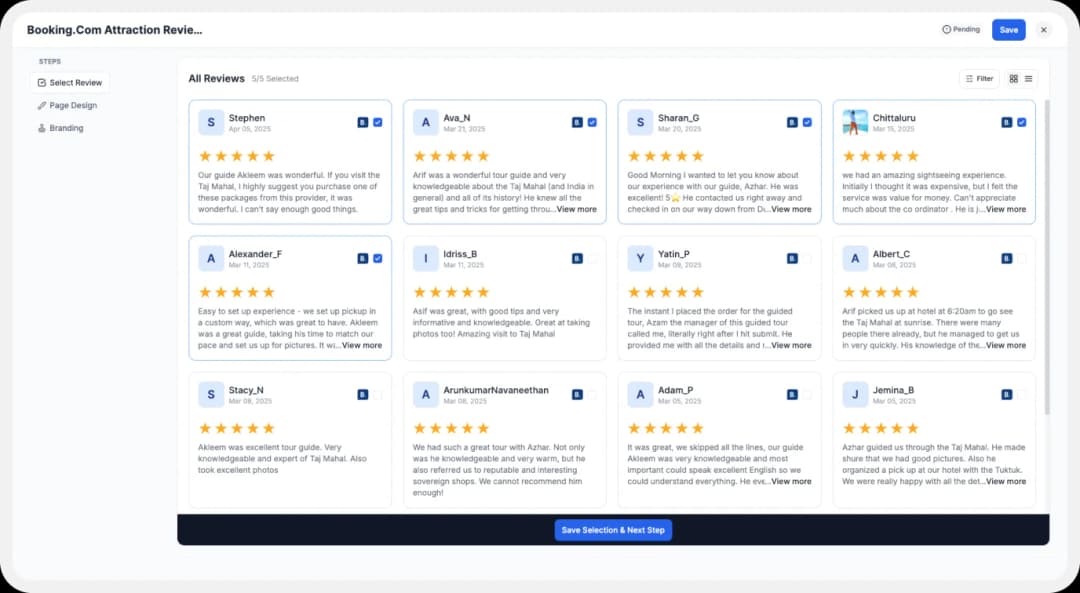 Adding booking attraction reviews to website with Wall of Love.