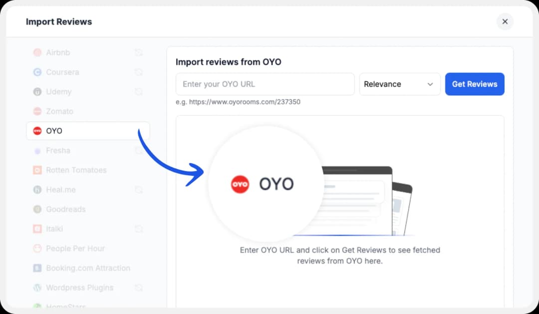 List of supported platforms to import Reviews from