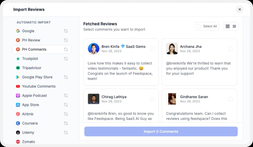 Importing comments from Product Hunt