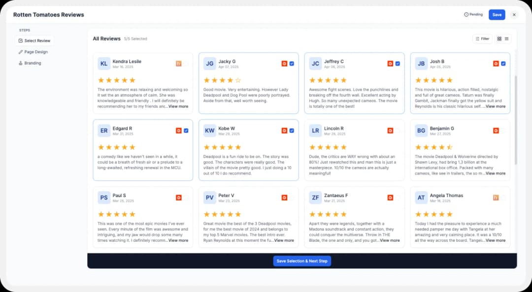 Embedding Rotten Tomatoes reviews to website using Wall of Love