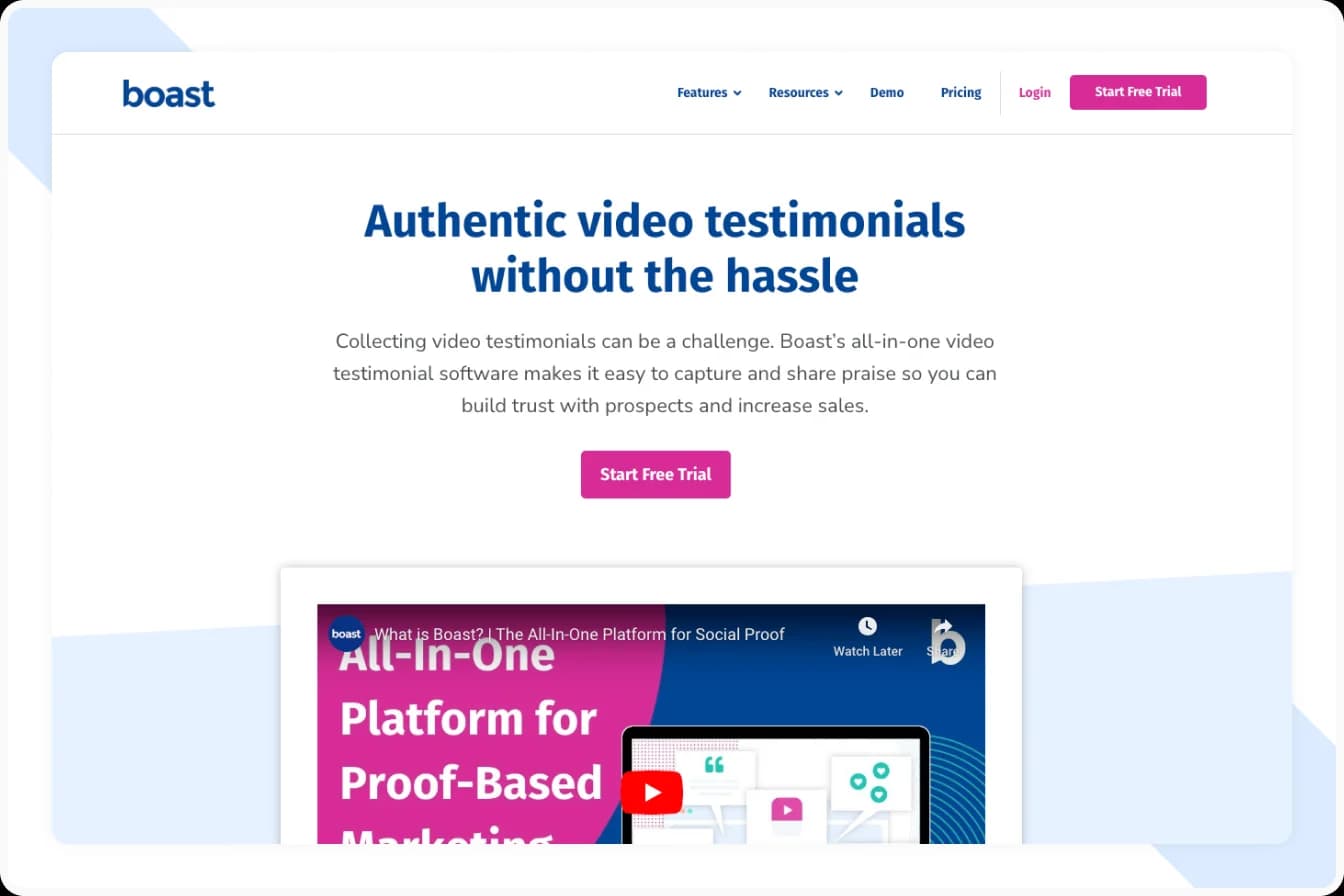 boast Video Testimonial software