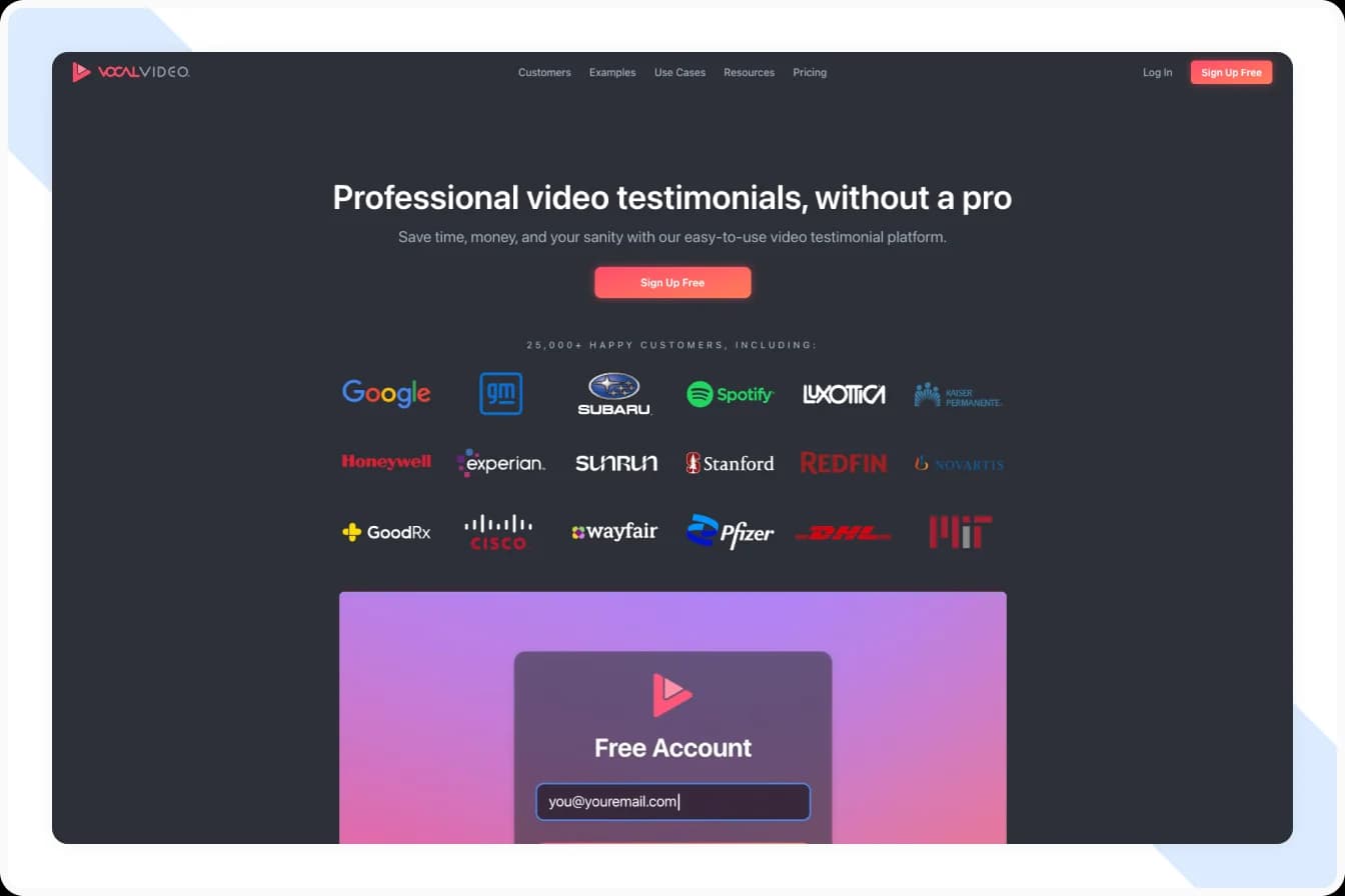 Vocal Video Testimonial platform