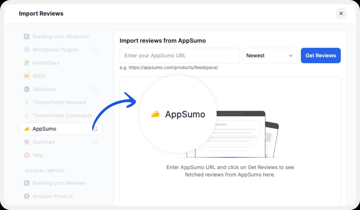 Supported platforms for review imports in Feedspace