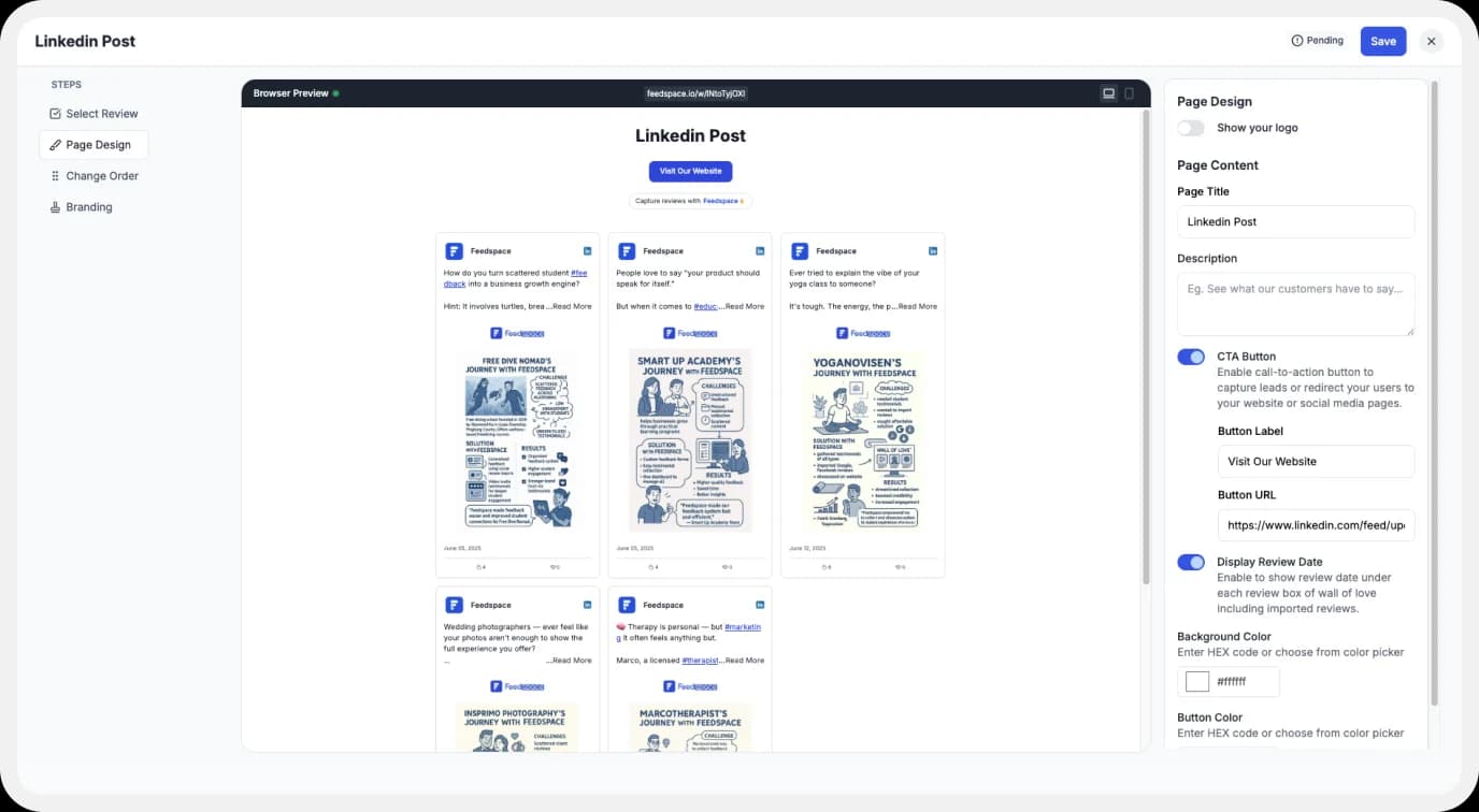 Customize Wall of Love with Branding