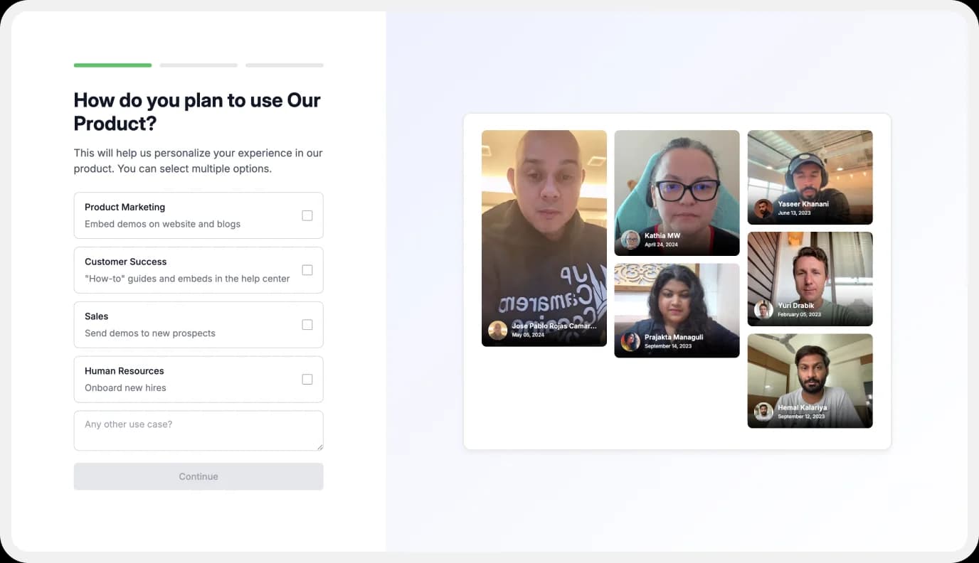 Embedding video testimonials into user onboarding journey