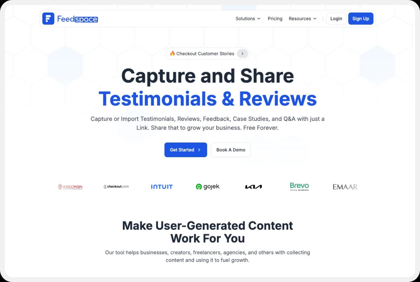 Feedspace video testimonial software interface for onboarding