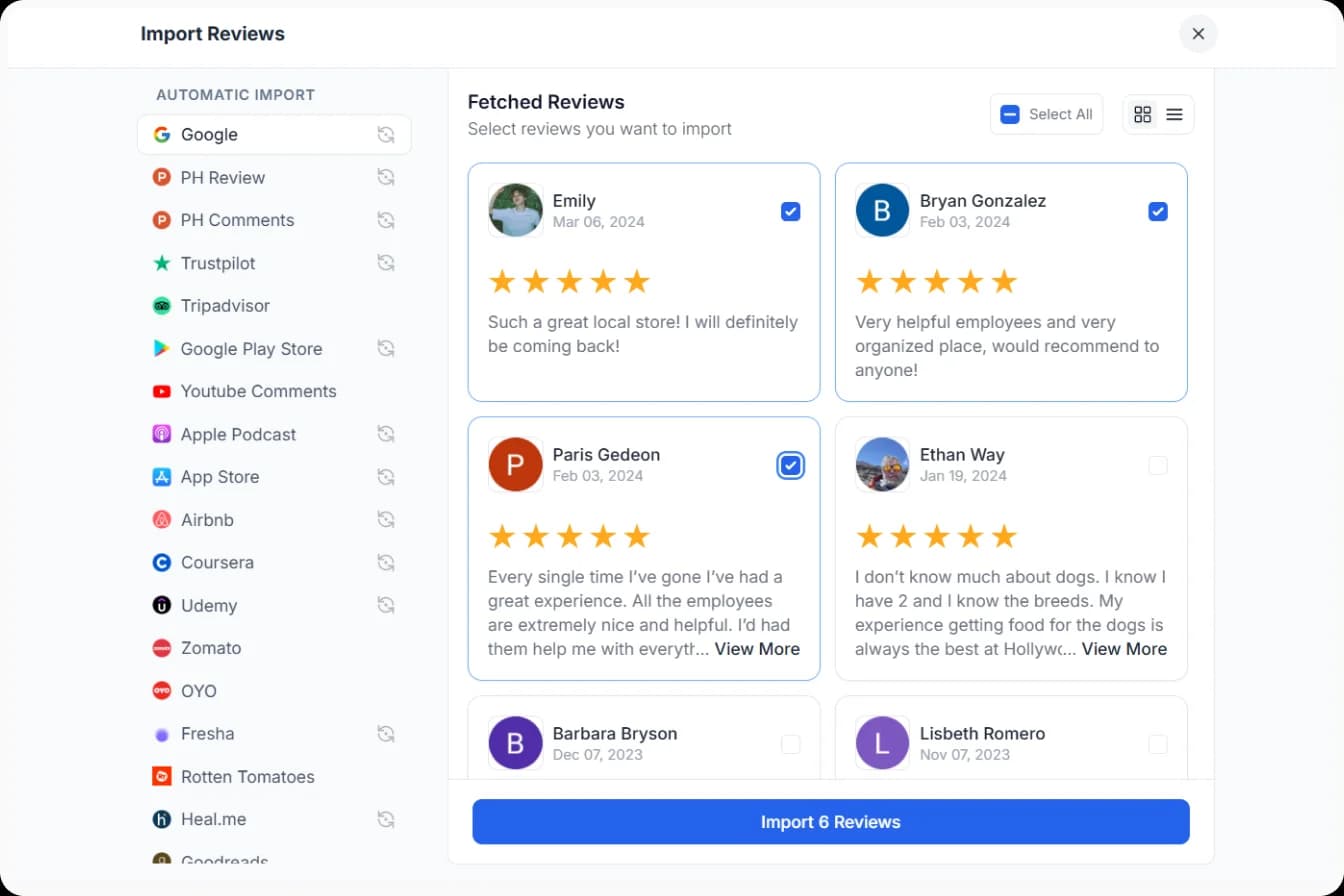 Import Google reviews with Feedspace