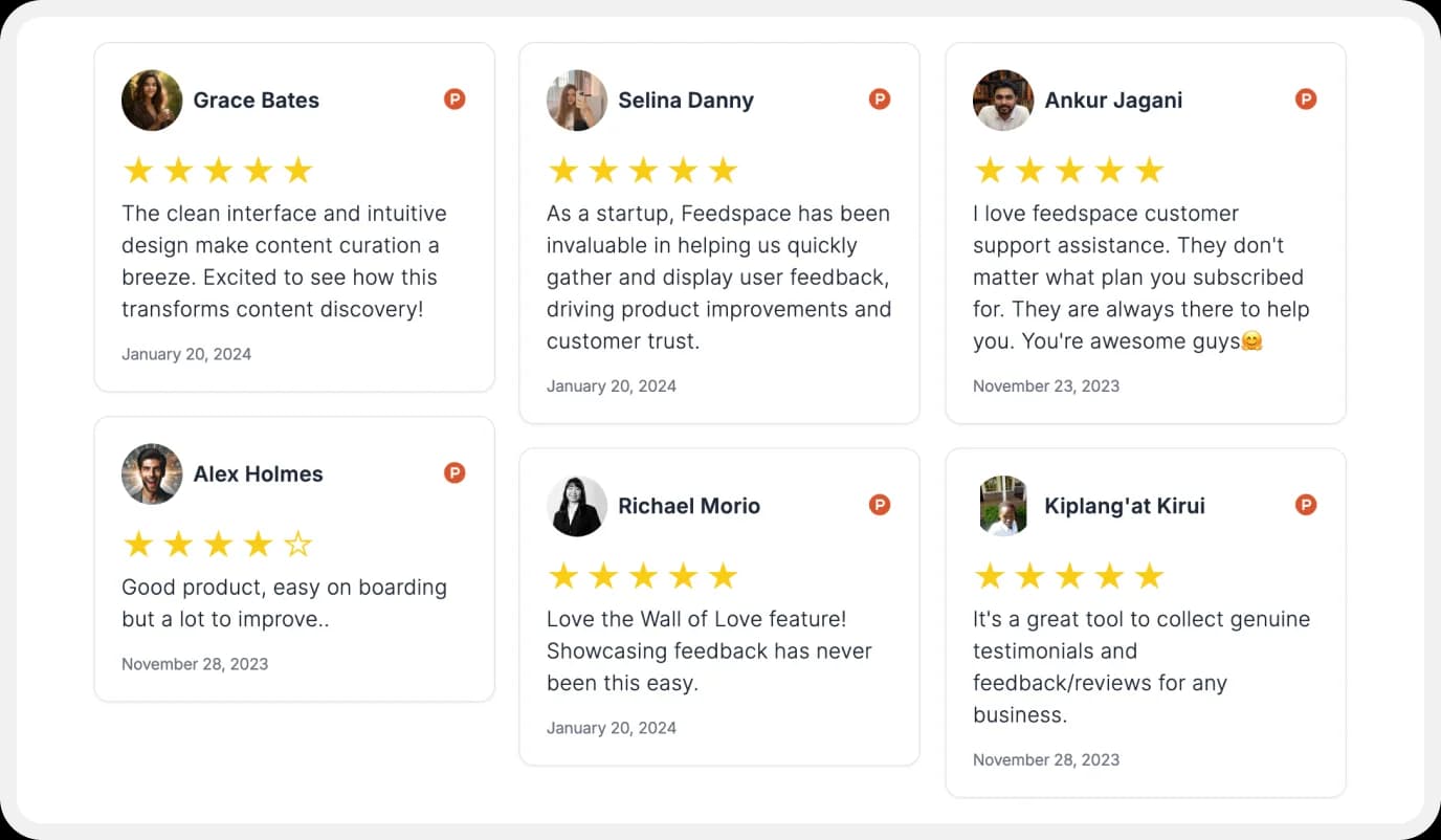 Feedspace user's testimonials