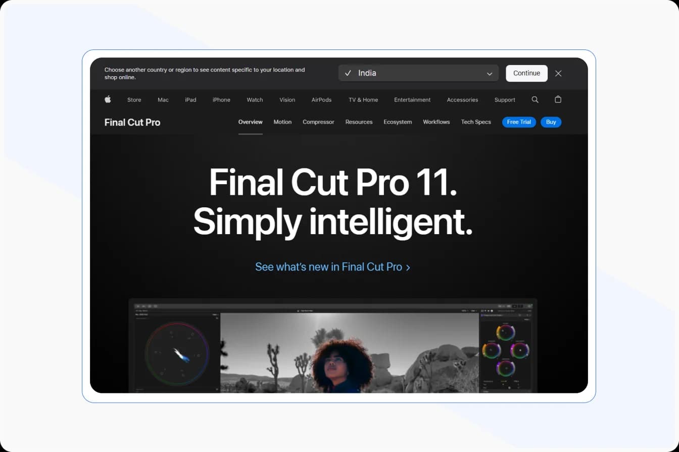 Final Cut Pro video editing screen