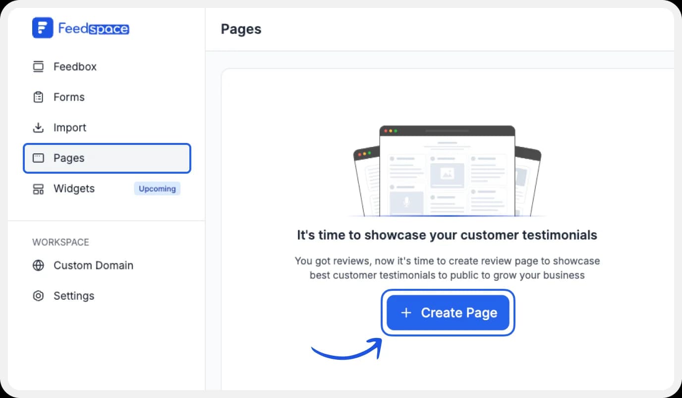 Go to the pages to select the Create page