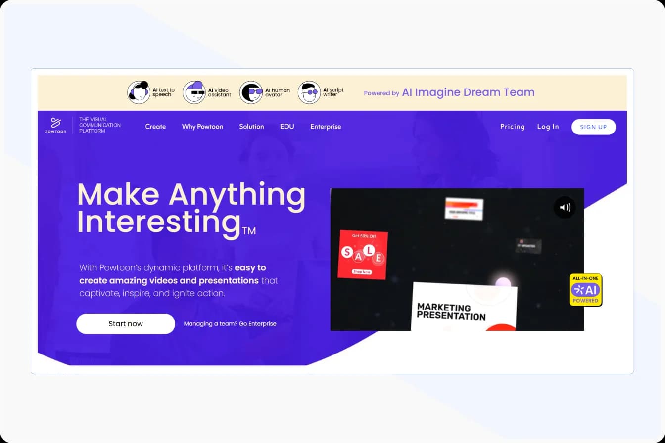 Powtoon animated video maker for marketing and education