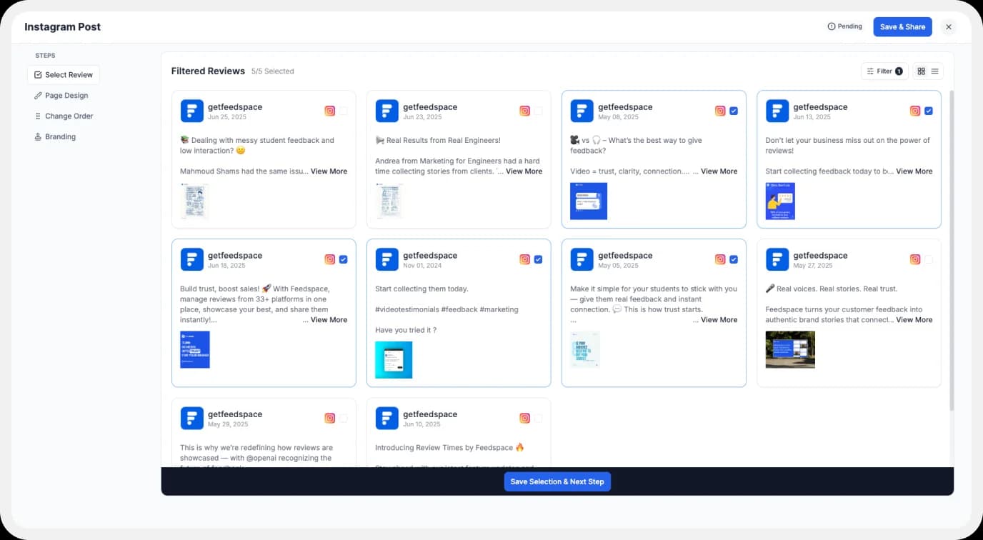 Select the Instagram post to showcase