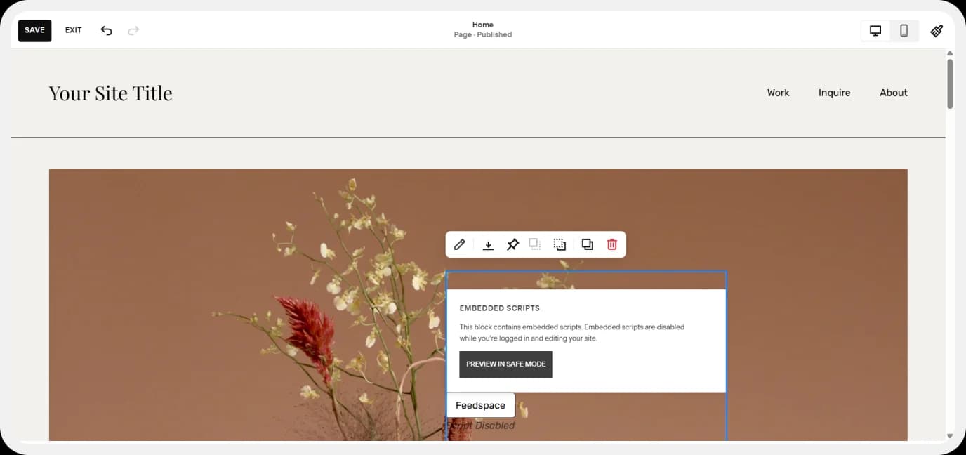 Save changes and preview Squarespace form