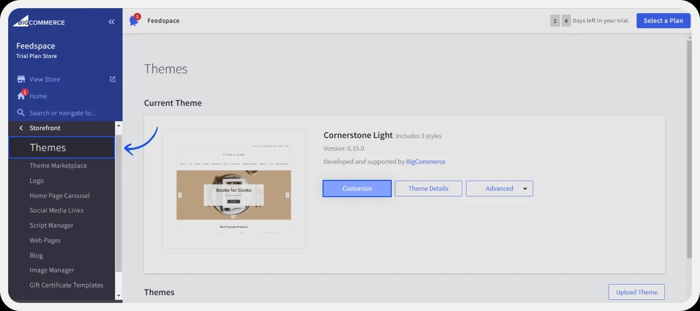 BigCommerce Storefront with Template and Customize option